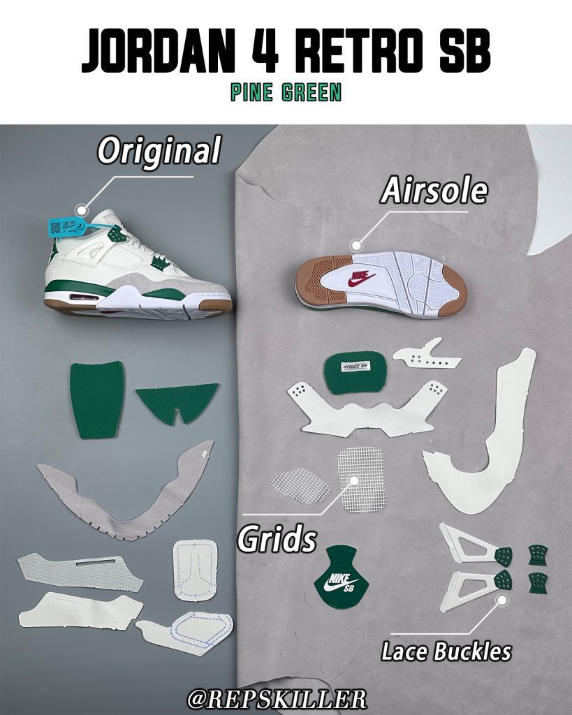 NK SB x Air Jordan 4 Retro 'Pine Green' replica