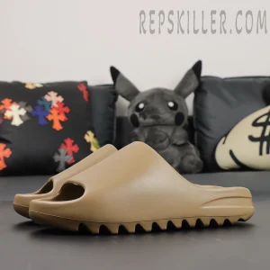 Yeezy Slides ‘Ochre’ side view with both shoes positioned for symmetry