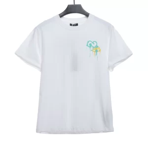 Green and yellow logo fluid graffiti print short sleeve