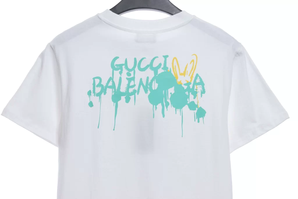 Green and yellow logo fluid graffiti print short sleeve