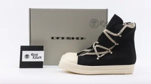 Rick Owens Wmns DRKSHDW Strobe Cotton Denim Hexa High “Black Milk”Replica