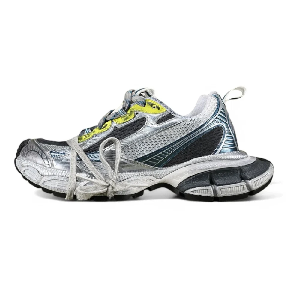 3XL White Blue Yellow Track Sneakers