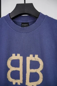 Balenciaga Double B Mud-Dyed Distressed Print T-shirt
