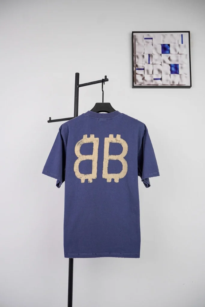 Balenciaga Double B Mud-Dyed Distressed Print T-shirt