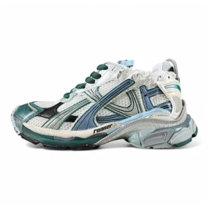 Runner Sneaker White Green Blue
