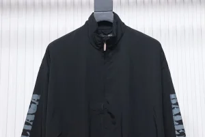 Fuzzy Logo Printed Sports Jacket