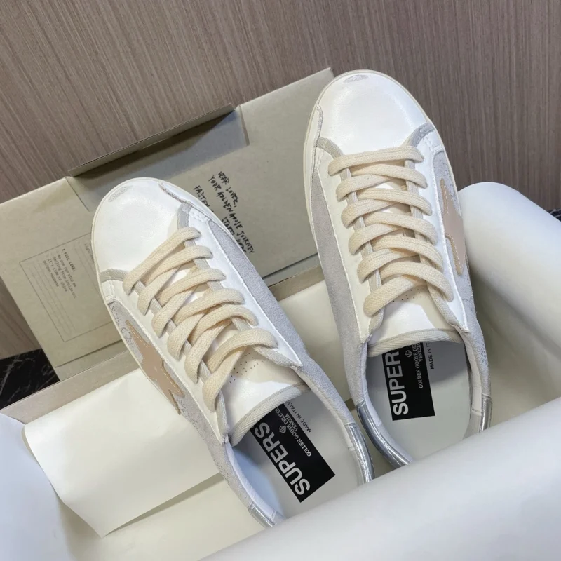 GG Super-Star leather White & Silver Heel Sneakers Reps Killer