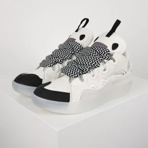 Lanvin Leather Curb Sneaker White