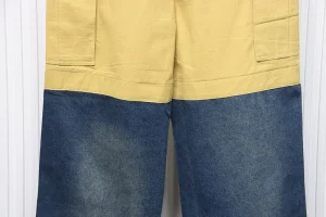 Spliced ​​Wide-Leg Distressed Jeans