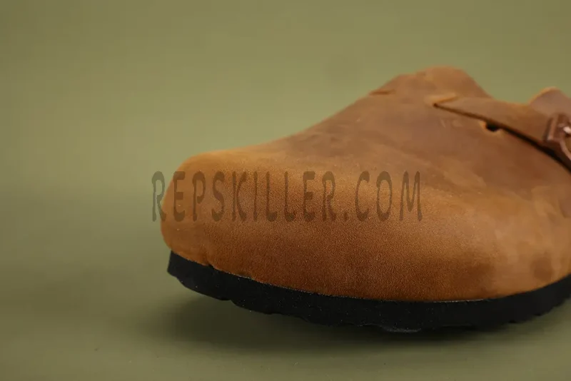 the toe box of Boston Leather Brown