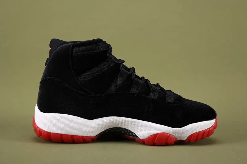 the inside of the left side of Wmns Air Jordan 11 Retro 'Bred Velvet'