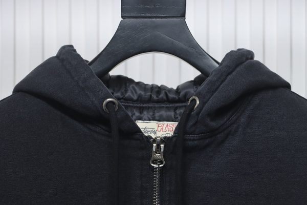 Stussy Distressed Black 8 Hooded Jacket