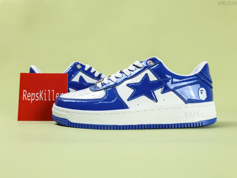 BATHING APE STA Patent Leather White Blue