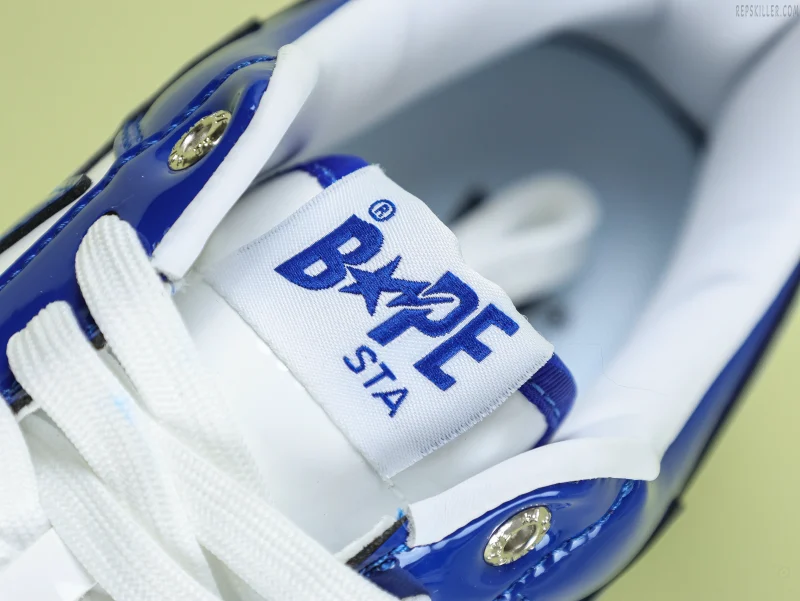 BATHING APE STA Patent Leather White Blue - Image 9