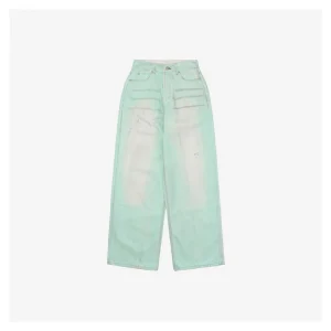 Acne Studios 1981M Fluorescent Mint Green Denim Jeans