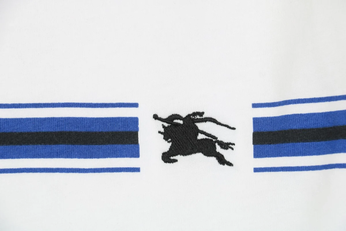 BBrry Horizontal Stripe Knight Logo Embroidery T-Shirt White