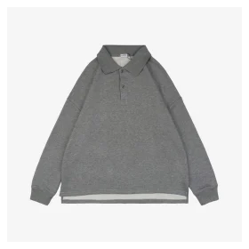 Back Floral Logo Leather Patch Polo Sweatshirt
