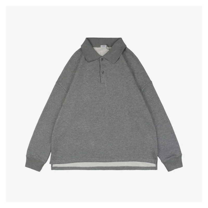Back Floral Logo Leather Patch Polo Sweatshirt