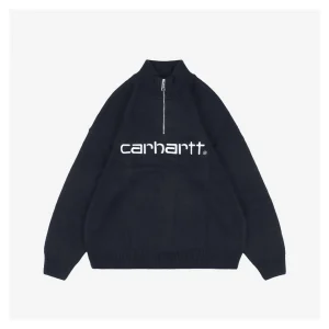 Carhartt Lettering Half-Zip Sweater Black
