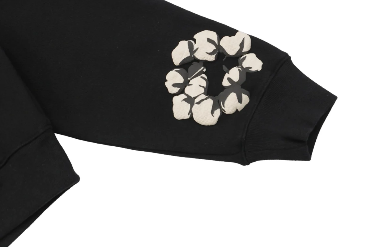 Denim Tears x CPFM Cotton Wreath Puff Print Hoodie Black