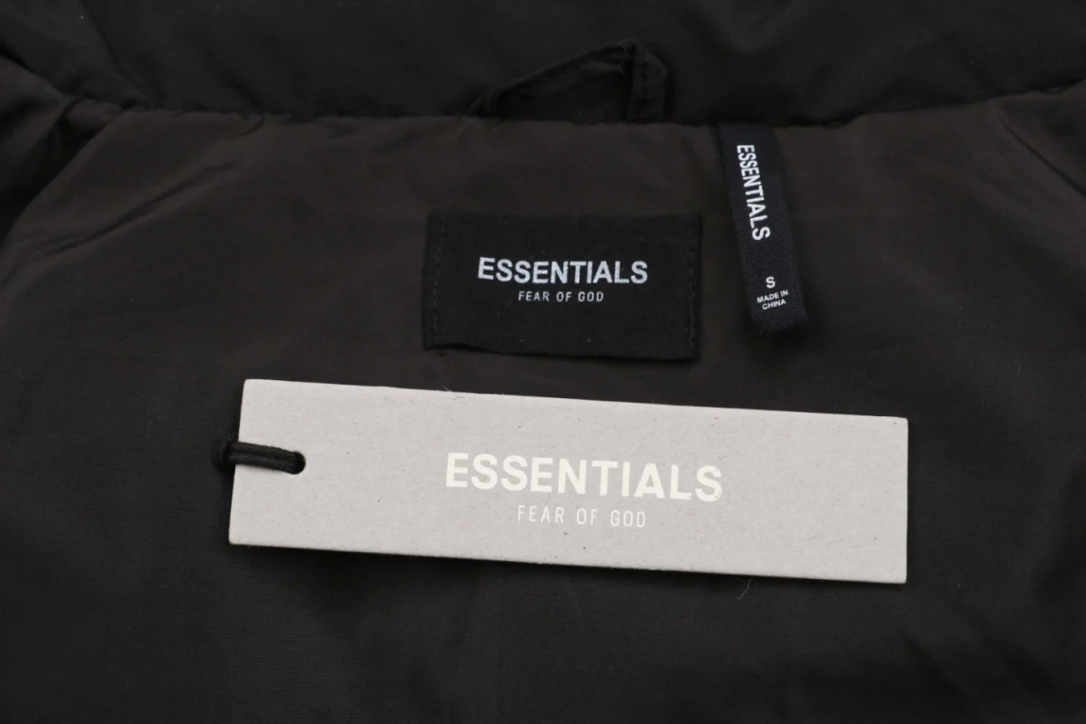 Essentials Double-Stitch Stand Collar Puffer Jacket Black