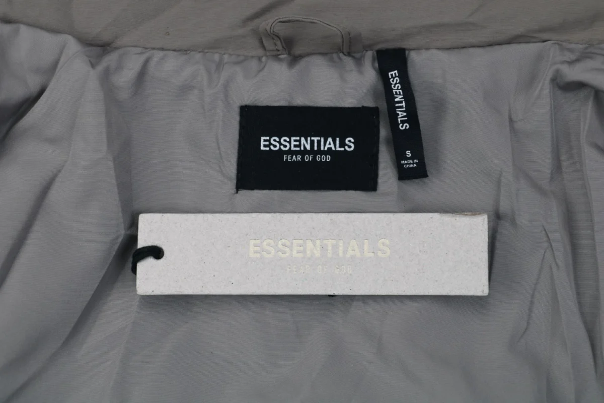 Essentials Double-Stitch Stand Collar Puffer Jacket Grey