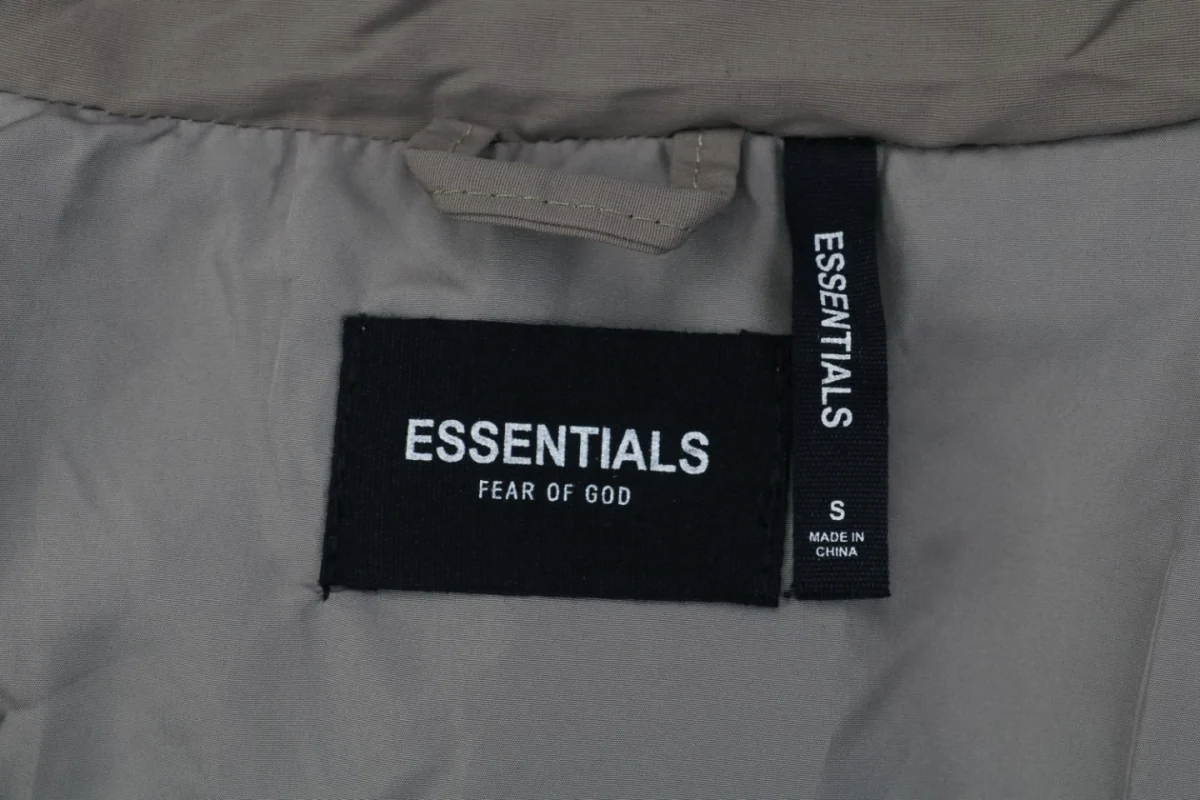 Essentials Double-Stitch Stand Collar Puffer Jacket Grey
