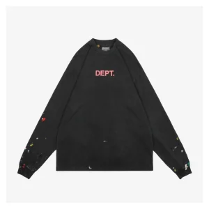 Gallery Dept Pink Letter Graffiti Painted Print Long Sleeve Shirt
