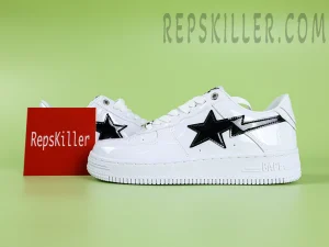 A BATHING APE BapeSta M2 Patent Leather White