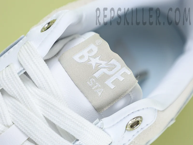 A BATHING APE BapeSta Low Suede Heel White - Image 9