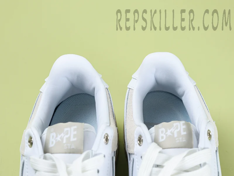 A BATHING APE BapeSta Low Suede Heel White - Image 12