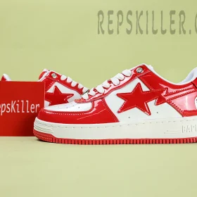 A BATHING APE BapeSta Patent Leather Red White