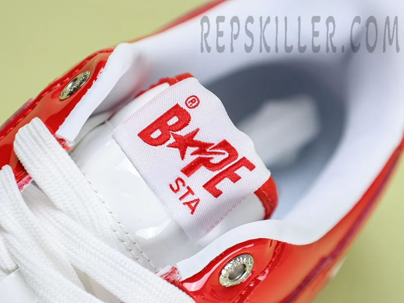 A BATHING APE BapeSta Patent Leather Red White - Image 9