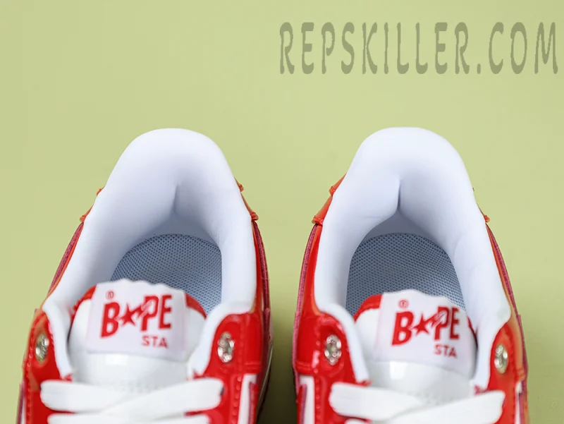 A BATHING APE BapeSta Patent Leather Red White - Image 11