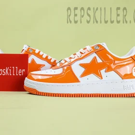 A BATHING APE BapeSta Patent Leather Orange White