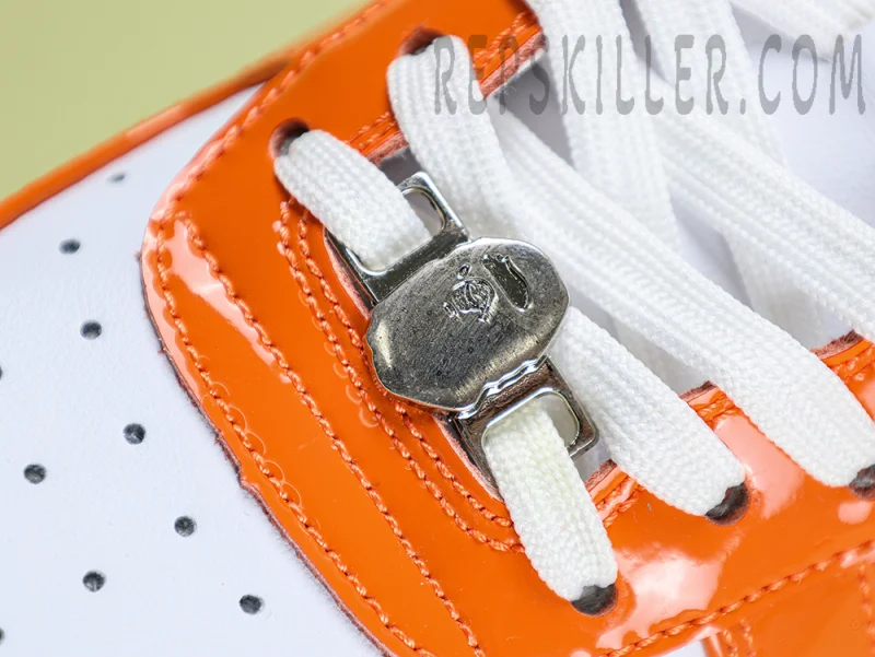 A BATHING APE BapeSta Patent Leather Orange White - Image 8