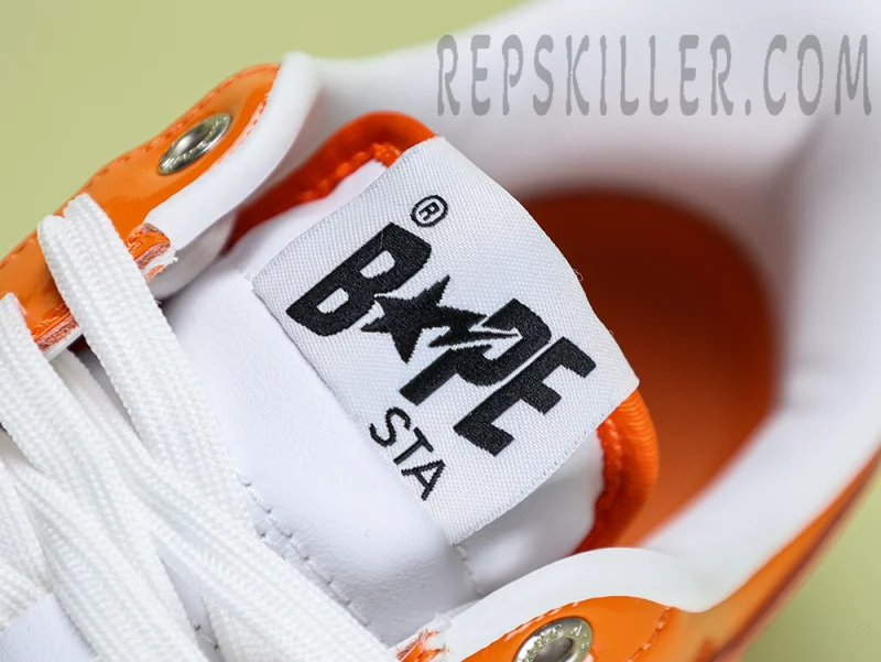 A BATHING APE BapeSta Patent Leather Orange White - Image 9