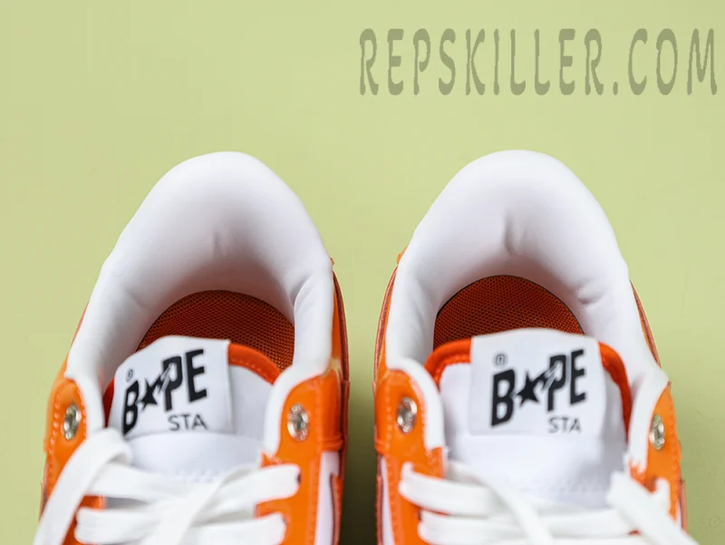 A BATHING APE BapeSta Patent Leather Orange White - Image 12