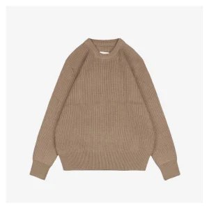 Maison Margiela Back Four-Stitch Detail Plain Crew Neck Sweater Khaki
