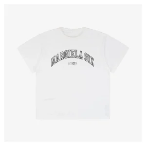 Maison Margiela Distressed Arc Letter Print Short-Sleeve T-Shirt White