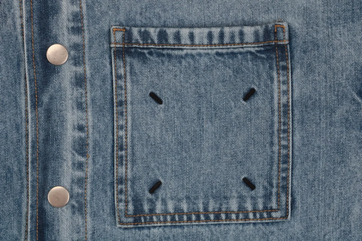 Maison Margiela Four-Stitch Detail Inverted Lettering Denim Jacket