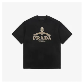 PD Crown Crest Embroidered Lettering Short-Sleeve T-Shirt Black