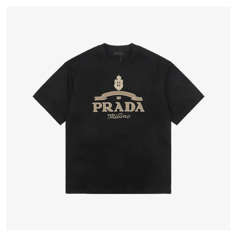 PD Crown Crest Embroidered Lettering Short-Sleeve T-Shirt Black