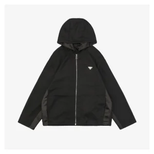 PD Triangle Logo Patchwork Zip-Up Hooded Jacket