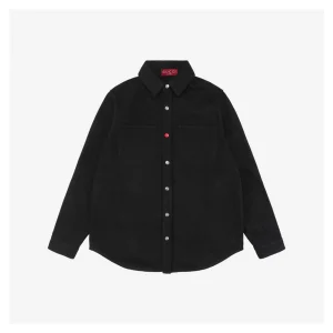 Red Button G Letter Rhinestone-Embellished Long-Sleeve Shirt
