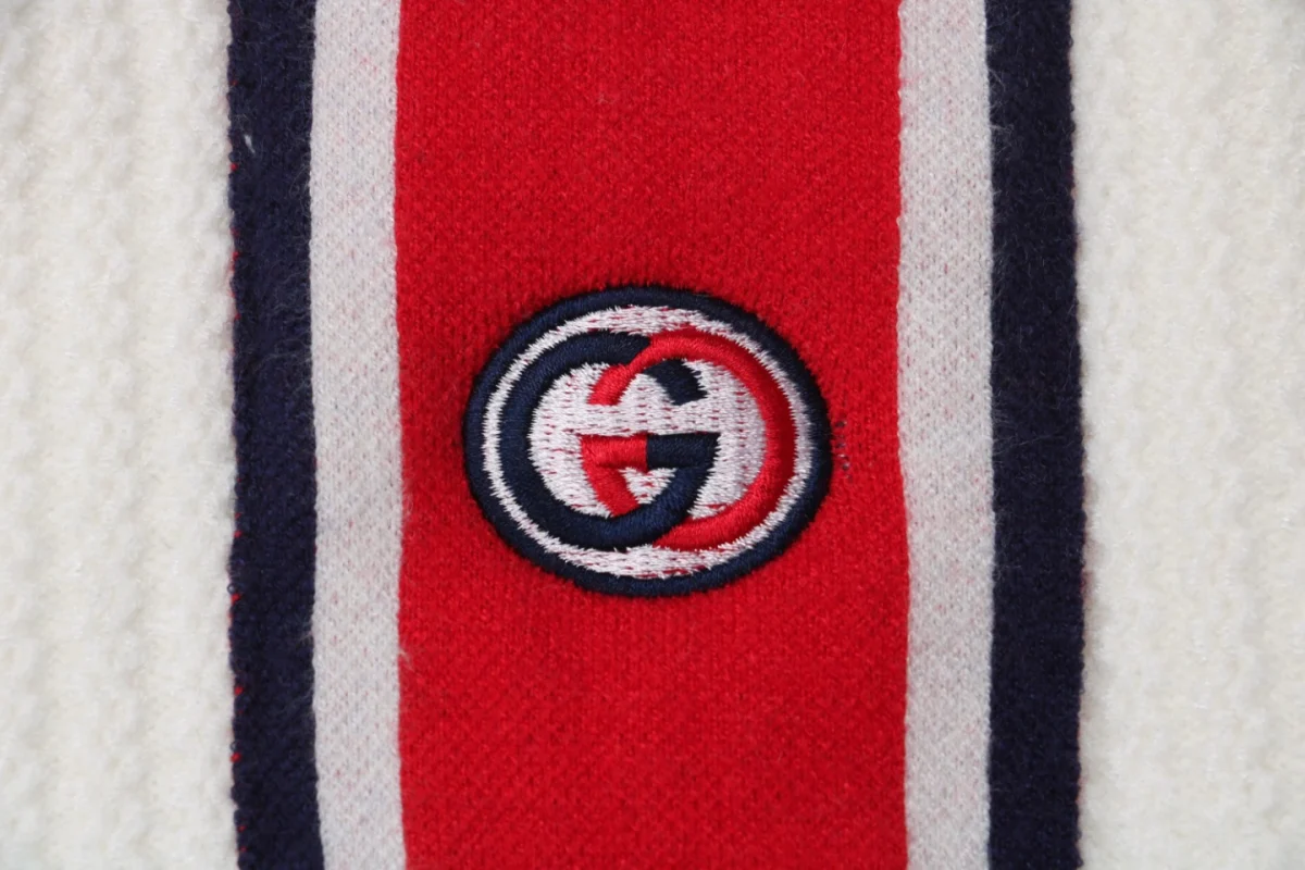 G Red and Blue Web Jacquard Knit Cardigan Jacket