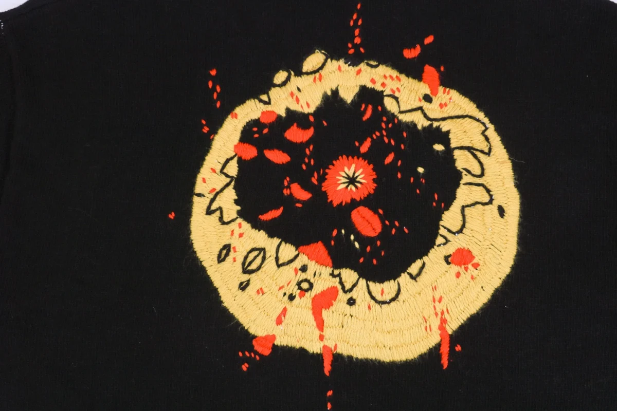 Saint Michael Four-Eyed Smiley Hand-Embroidered Crewneck Sweater