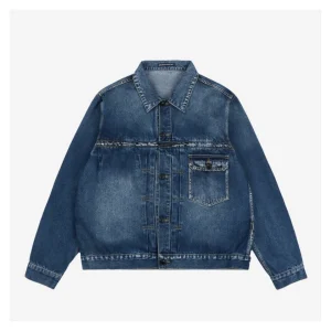 Y-3 Indigo Zip-Up Denim Jacket by Yohji Yamamoto