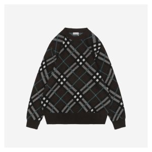 Burberry 24Fw Diagonal Plaid Round Neck Sweater