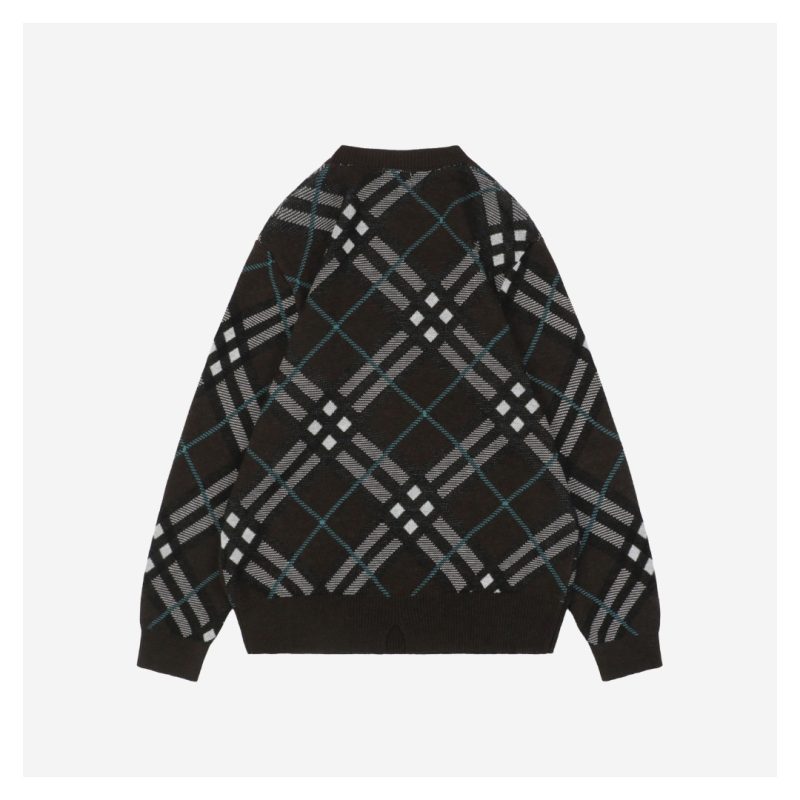 BBrry Diagonal Plaid Round Neck Sweater - Image 2